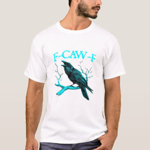 Camiseta Corvo F-Caw-F Pássaro Engraçado Design Retro Criat