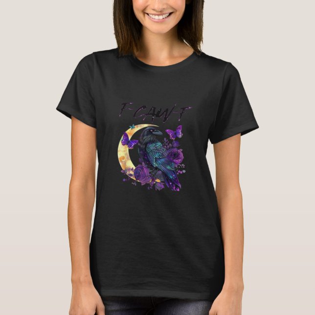 Camiseta Corvo F Caw F Pássaro Engraçado Lua Design Gótico (Frente)