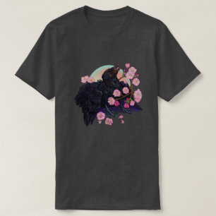 Camiseta Corvo jovem com flores de maçã 