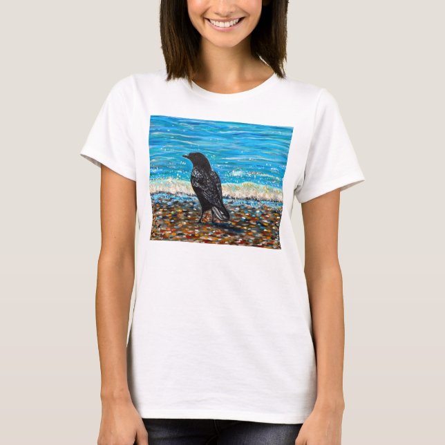Camiseta Corvo na Praia 2 Pintura (Frente)