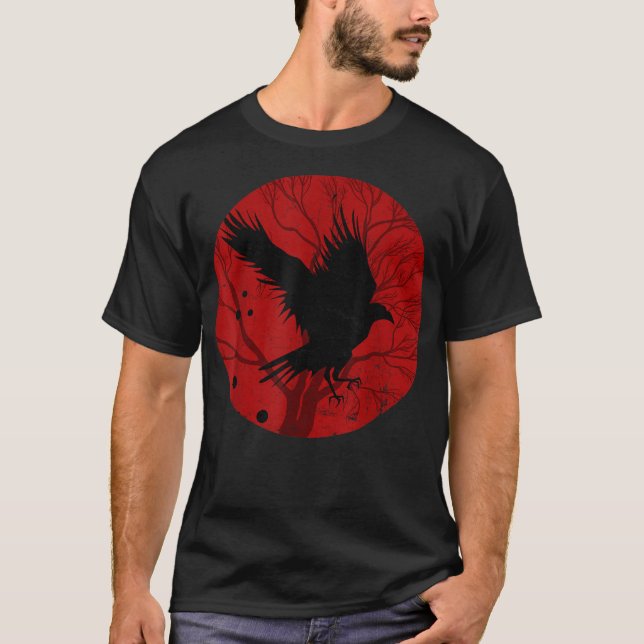 Camiseta Corvo Negro, Coruja Mística na Lua Cheia (Frente)