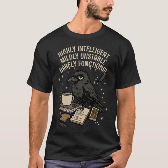Camiseta Corvo pouco funcional: inteligente, instável (Frente)