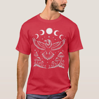Camiseta Corvo Preto de Tordo Bruxa Mística Lua