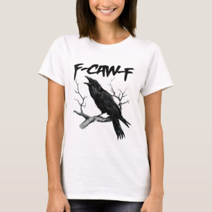 Camiseta Corvo Preto Engraçado F Caw F F-Caw-F Pássaro Pret