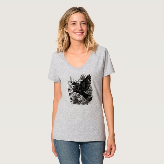 Camiseta Corvo Steampunk (Frente Completa)