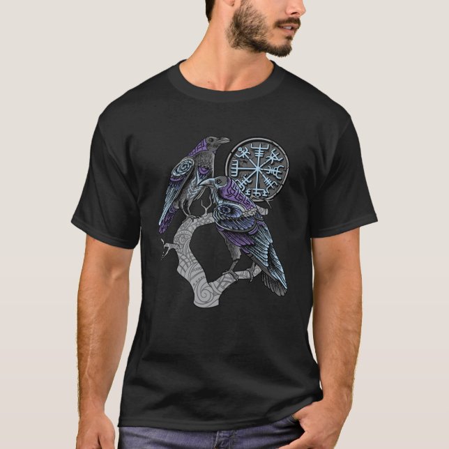 Camiseta Corvos de Odin Viking Celta Huginn Muninn (Frente)