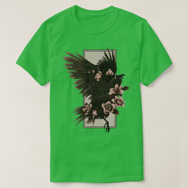 Camiseta Corvos e Flores (Frente do Design)