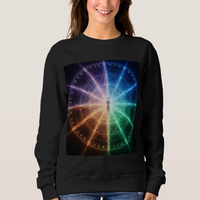 Camiseta Cosmic Chakra Zodiac Energy Wheel Spiritual Manife (Frente)