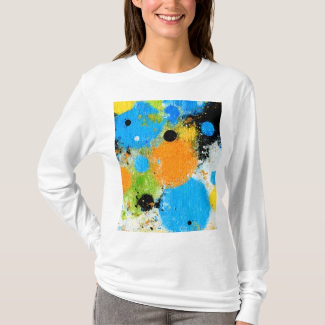 Camiseta Cosmic Chromatic Splatter: Abstract Orbit (Frente)