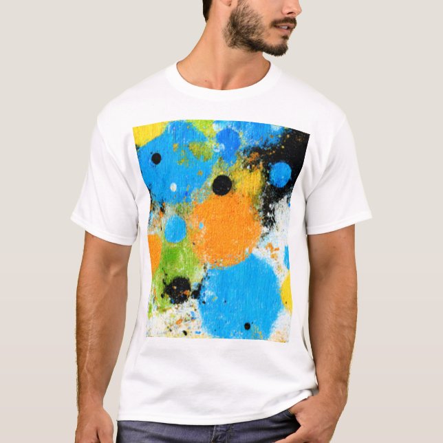 Camiseta Cosmic Chromatic Splatter: Abstract Orbit (Frente)