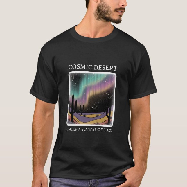 Camiseta Cosmic Desert Aurora • Retro Western Night Sky (Frente)