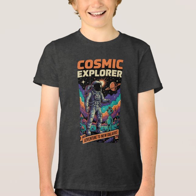 Camiseta Cosmic Explorer Astronaut Space Adventure Kids  (Frente)