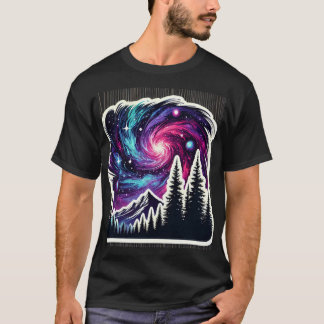 Camiseta Cosmic Forest: Galaxy Meets Nature