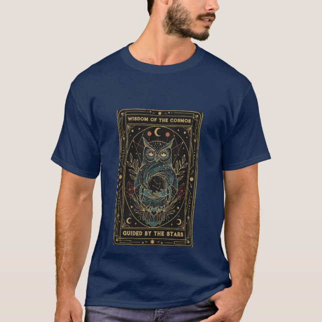 Camiseta Cosmic Oracle Owl • Mystical Celestial  (Frente)