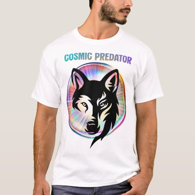 Camiseta Cosmic Predator Nebula Wolf (Frente)