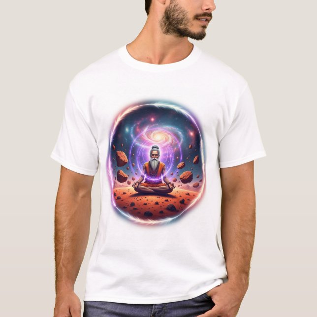 Camiseta Cosmic Sadhu: Mars Meditation Galaxy Art (Frente)