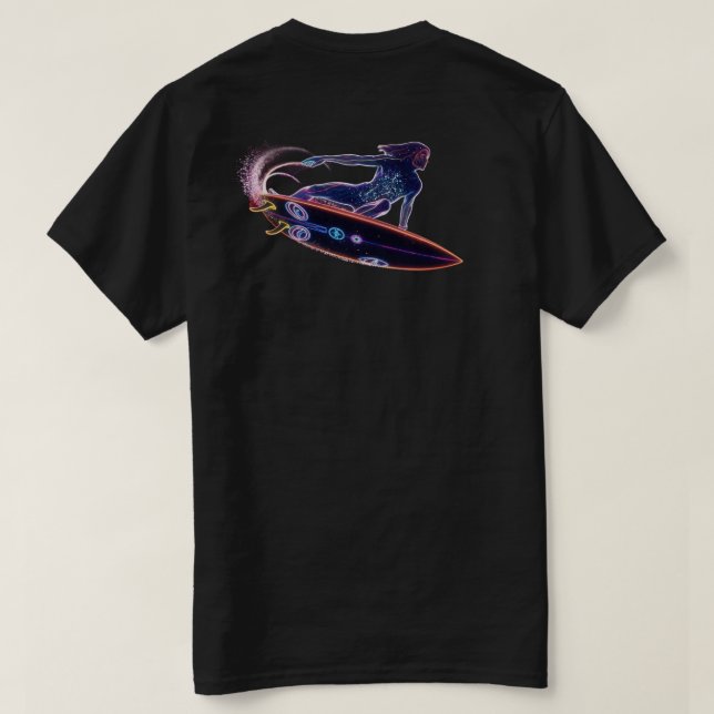 Camiseta Cosmic Surfer (Homens & Mulheres)  (Verso do Design)
