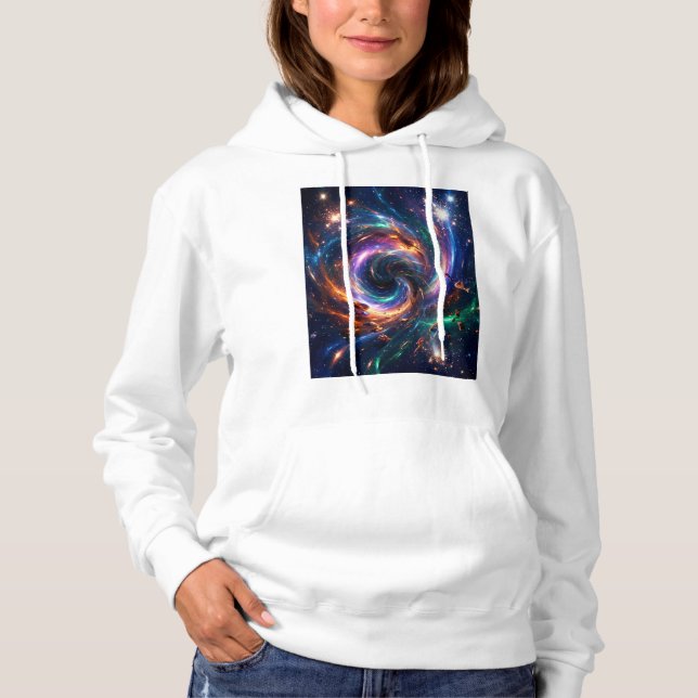 Camiseta Cosmic Vortex Nexus – Capuz Espaço Abstrato (Frente)