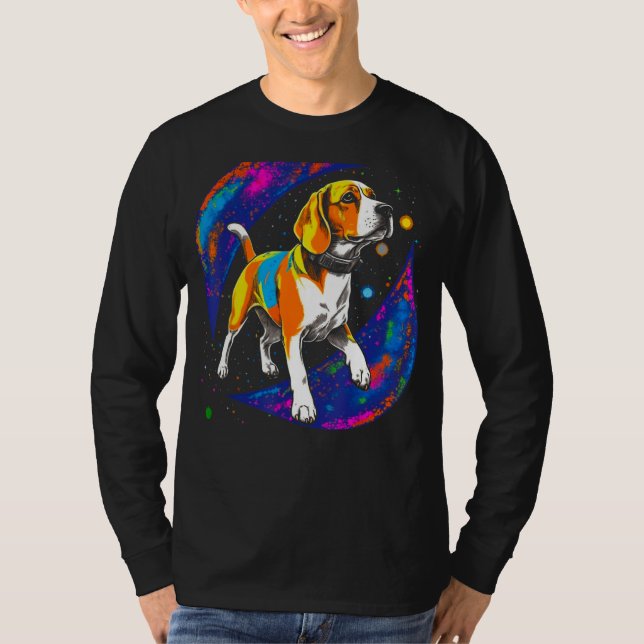 Camiseta Cosmos Pop Artist Beagle Dog Space (Frente)