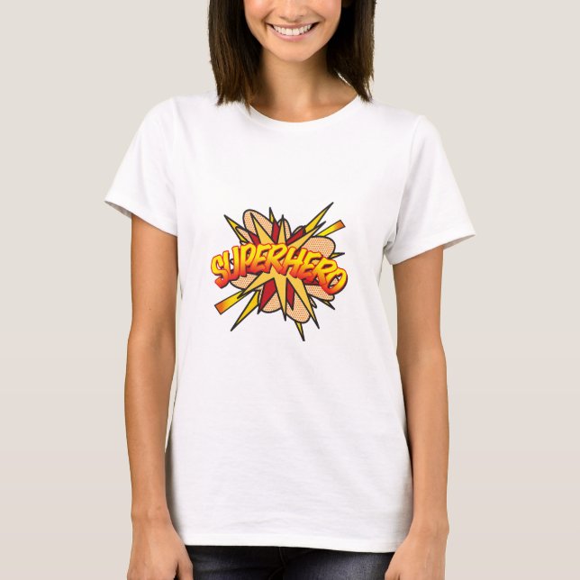 Camiseta Cosplay Comic Book Pop Art SUPERHERO (Frente)