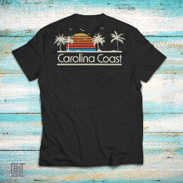Camiseta Costa da Carolina Retro Pôr do Sol Vintage 70s 80s