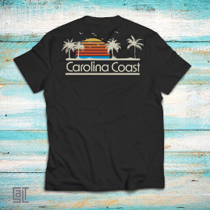Camiseta Costa da Carolina Retro Pôr do Sol Vintage 70s 80s