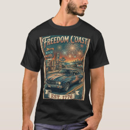 Camiseta Costa da Liberdade 1776 Carro Musculoso Retro da F