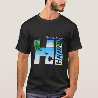 Camiseta Costa de Na Pali Férias no Estado do Havaí Aloha