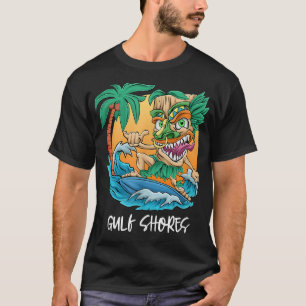 Camiseta Costa do Golfo Alabama Palmeira Praia de Surf Vaca