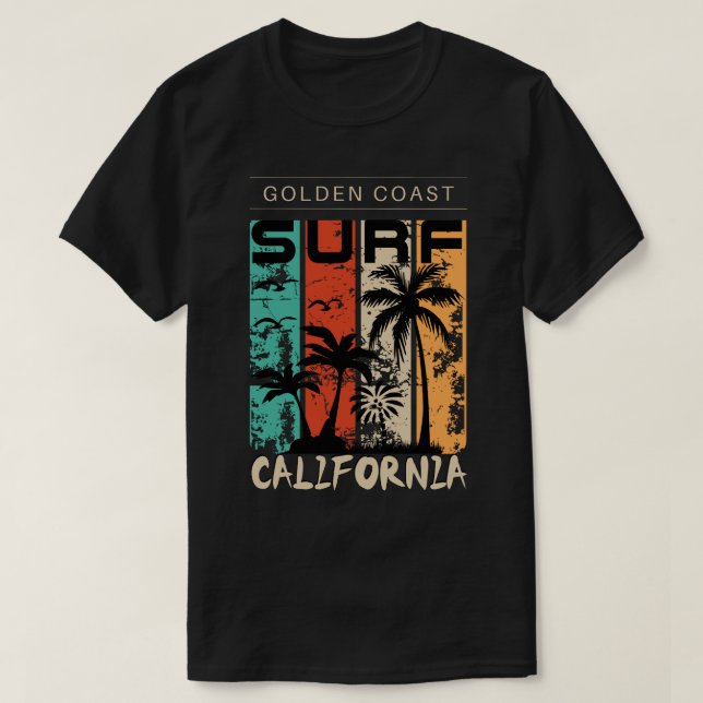 Camiseta Costa do Ouro da Califórnia, Gráfico do Sunset Vin (Frente do Design)