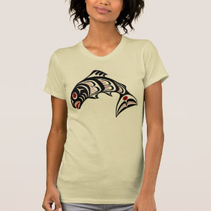Camiseta Costa do Pacífico Noroeste Haida art Salmon