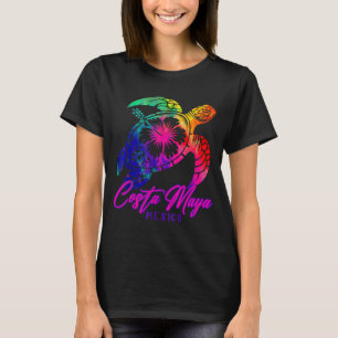 Camiseta Costa Maya México Tie Dye Tartaruga Marinha Hibisc