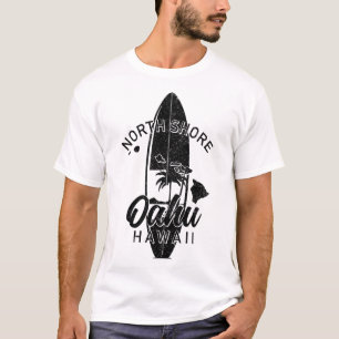 Camiseta Costa Norte Oahu Havaí Prancha de Surf Surfando Su