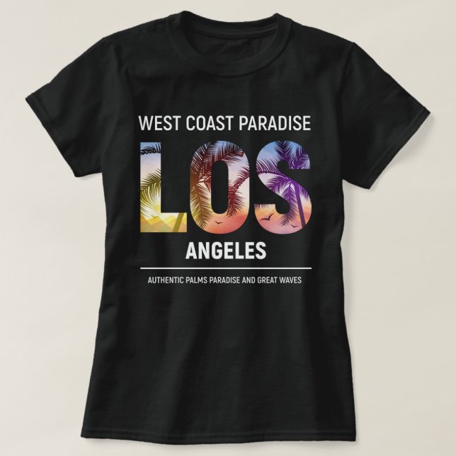 Camiseta Costa Oeste, Los Angeles California, Los Angeles (Frente do Design)