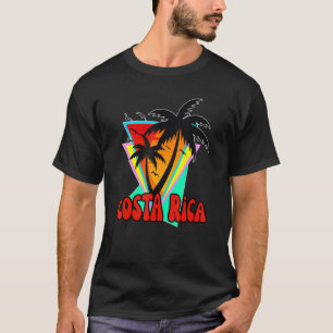 Camiseta Costa Rica Beach Sunset Palm Tree Retro Vacinação