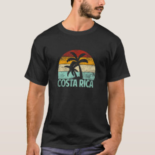 Camiseta Costa Rica Beach Sunset Palm Tree Retro Vacinação 