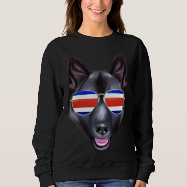 Camiseta Costa Rica Flag Norwegian Elkhound Dog Tico Pocket (Frente)