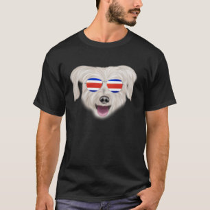 Camiseta Costa Rica Flag Pyrenean Shepherd Dog Tico Pocket