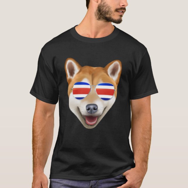 Camiseta Costa Rica Flag Shiba Inu Dog Tico Pocket (Frente)