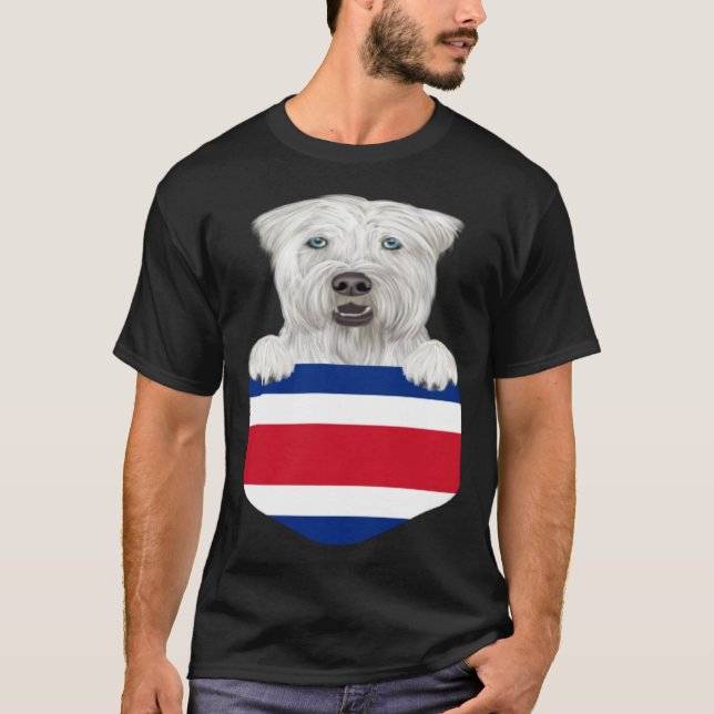 Camiseta Costa Rica Flag Soft Coated Wheaten Terrier Dog In (Frente)