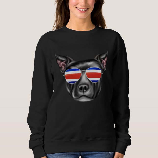 Camiseta Costa Rica Flag Staffordshire Bull Terrier Dog Tic (Frente)
