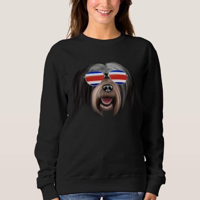 Camiseta Costa Rica Flag Tibetan Terrier Dog Tico Pocket (Frente)