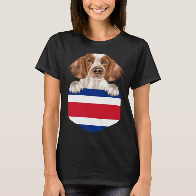 Camiseta Costa Rica Flag Welsh Springer Spaniel Dog In Pock (Frente)