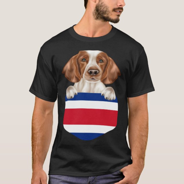 Camiseta Costa Rica Flag Welsh Springer Spaniel Dog In Pock (Frente)