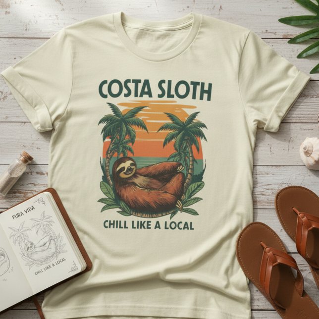 Camiseta Costa Sloth — Vintage Travel Sloth, Retro Vacation (Criador carregado)