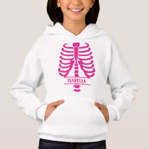 Camiseta Costelas de Esqueleto Brilho Rosa Monogramado