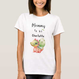 Camiseta Cóstia Aquarela Bebê Dinossauro Mamãe a ser T-Shir