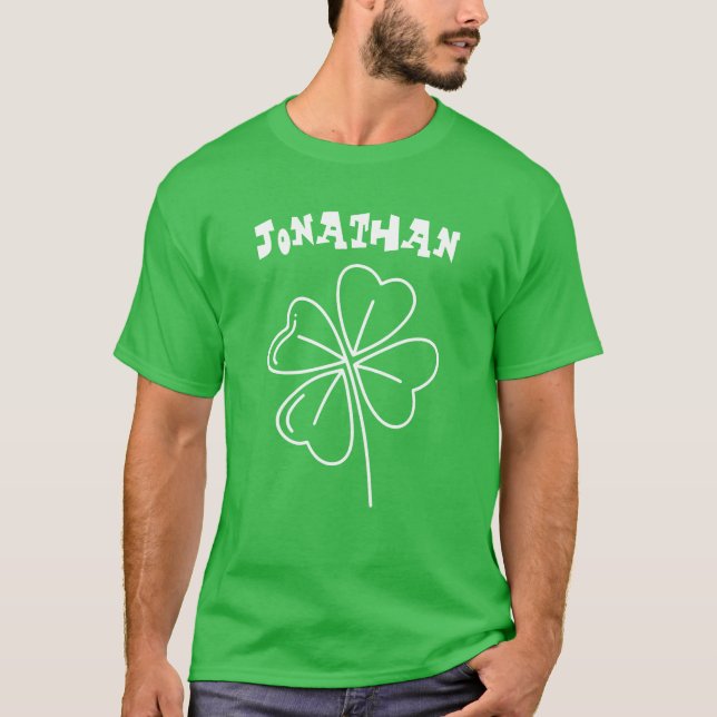 Camiseta Costum Name, Rua sortuda de Shamrock. Dia de Patri (Frente)