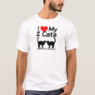 Camiseta Costumado Eu Amo Minha Silhueta De Dois Gatos