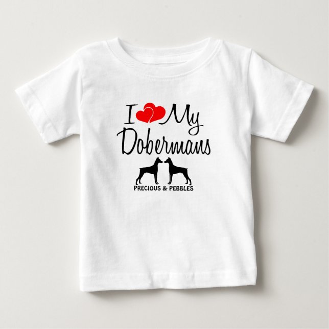 Camiseta Costume Amo Meus Dois Dobermans (Frente)